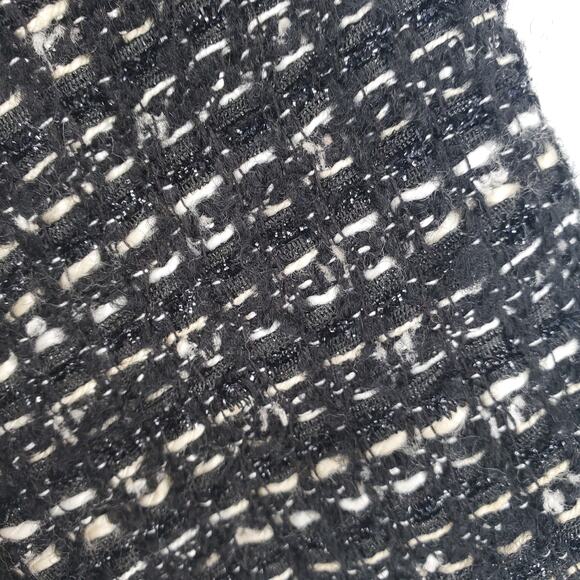 J.Crew Lux Gold Metallic Tweed Black Sleeve Cotton Cream Stretch Blouse Small - Picture 10 of 12